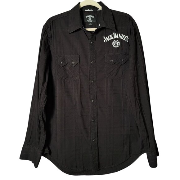 Jack Daniels Other - Jack Daniels Mens Black Western Embroidered Long Sleeve Pearl Snap Shirt Medium